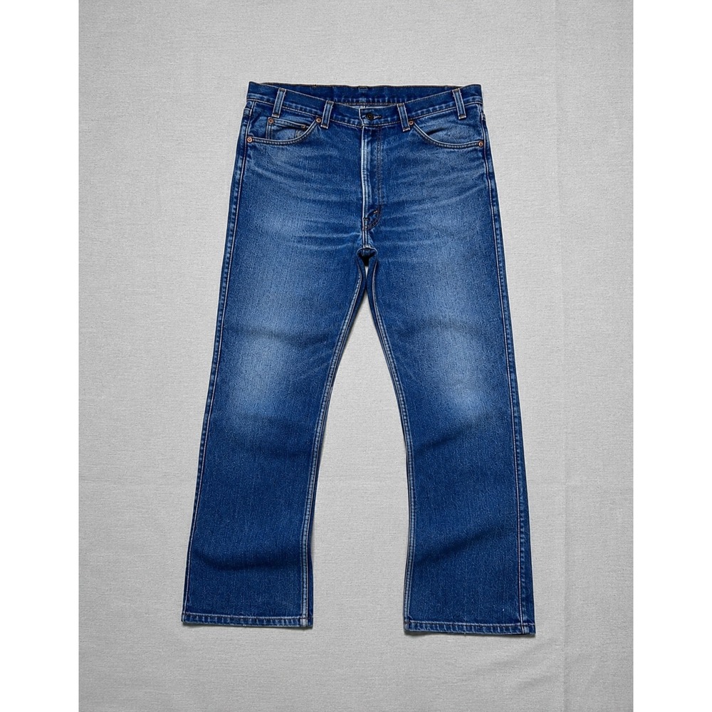 Vintage Levi's 517 Bootcut Jeans Men's 38x32  Blue Denim Made in USA Orange Tab